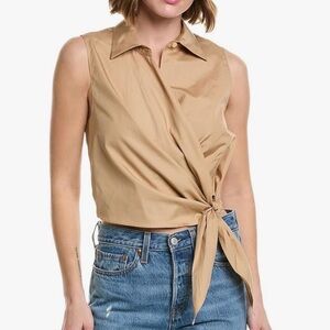 Vince Tan Collared Wrap Blouse